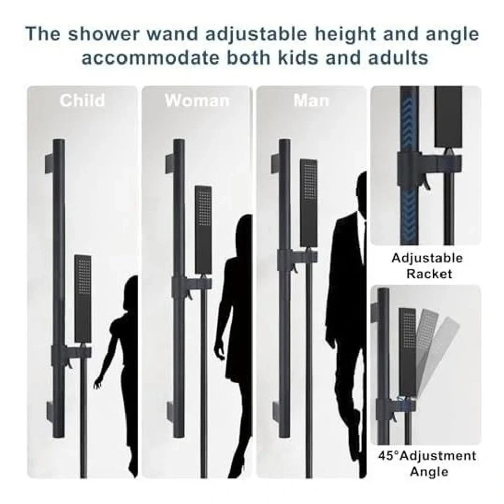 Matte Black Handheld Shower‎ Head Set with 24